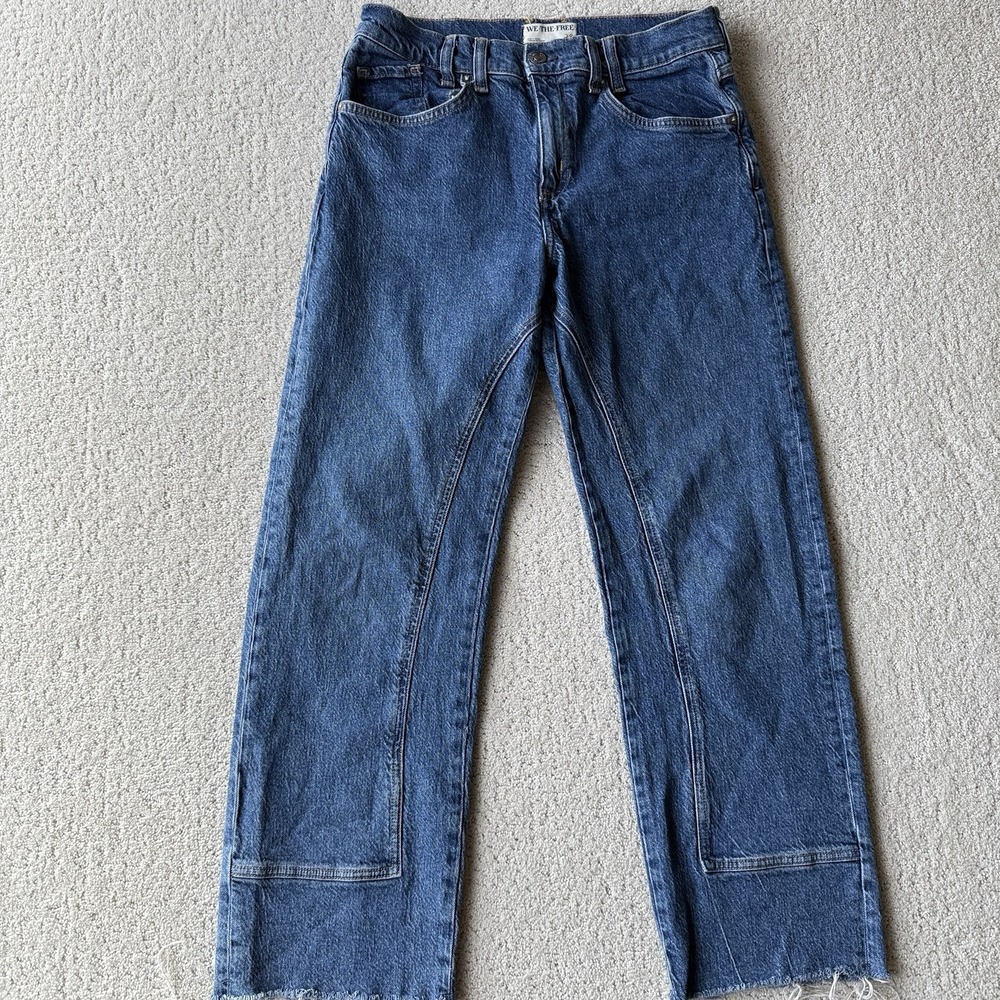 We The Free Risk Taker High Rise Straight/Barrel Leg Jeans 28 Raw Hem $98